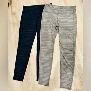 Two pair athleta legging tights ankle length, blue and white